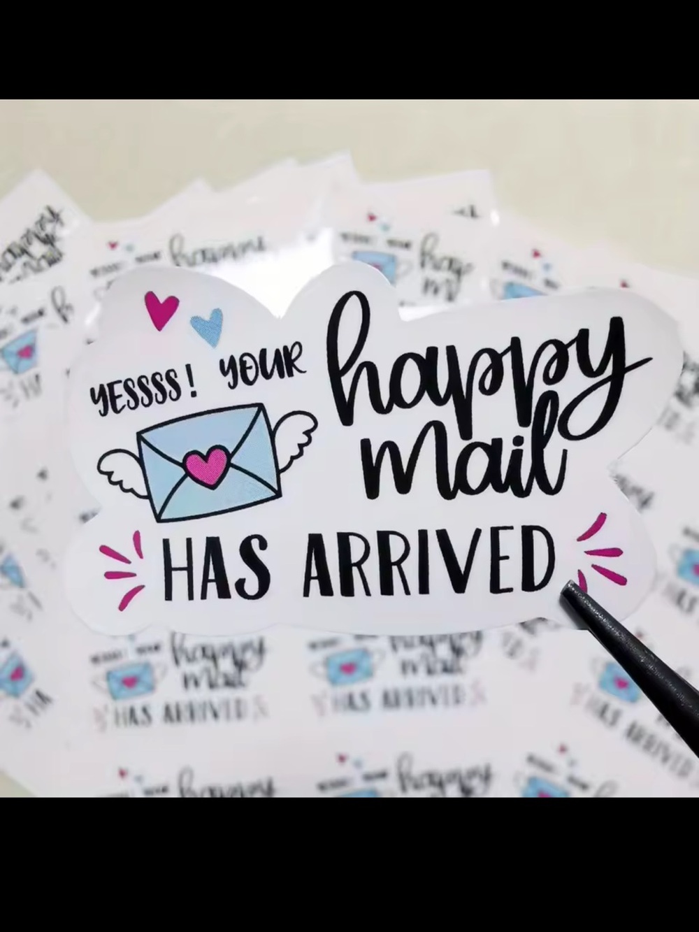 100 Happy Mail Has Arrived Stickers – Fun Packaging Stickers for Small Business